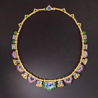 Multi-Color Sapphire Necklace  - 1