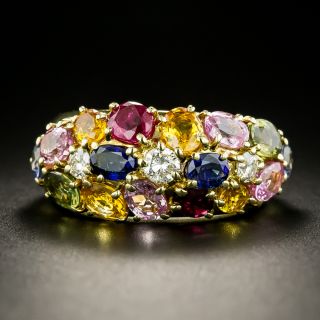 Multi-Colored Sapphire and Diamond Dome Ring - 2