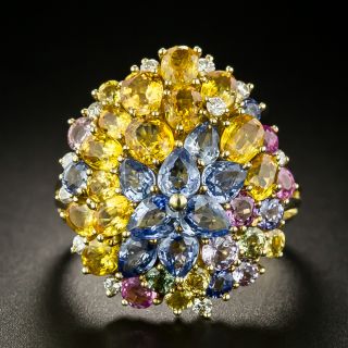 Multi-Colored Sapphire Cluster Ring - 2