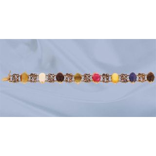 Multi-Gem and Diamond Bracelet