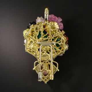 Multi-Gem Stone Flower Basket Brooch/Pendent by Gioielli Stanagostino