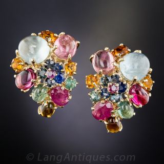 Multi-Gemstone Cluster Earrings