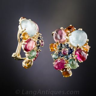 Multi-Gemstone Cluster Earrings