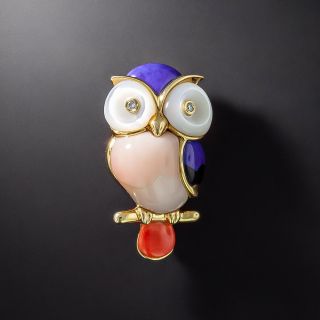 Multi-Stone Owl Brooch by Asch Grossbardt - 3