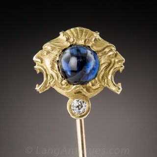 Mythological Cabochon Sapphire and Diamond Stickpin