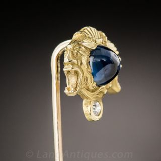 Mythological Cabochon Sapphire and Diamond Stickpin