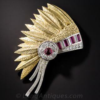 Native American Headdress Brooch - 2