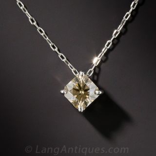Natural Brown .66 Carat Diamond Platinum Pendant 