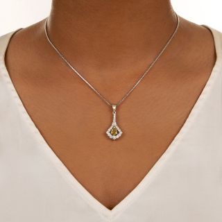 Natural Brownish - Orange Colored Diamond Pendant Necklace