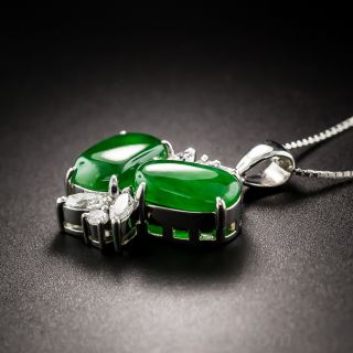 Natural Burma Jade Platinum and Diamond Drop