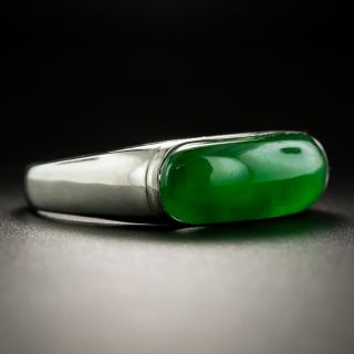 Natural Burmese 5.19 Carat Jade Saddle Ring 