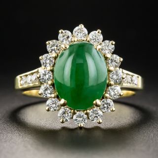 Natural Burmese Jade and 18K Diamond Ring