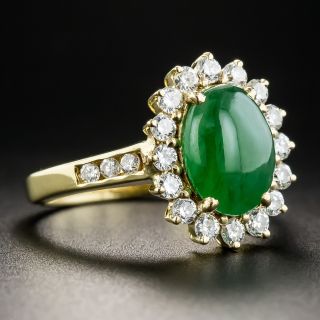 Natural Burmese Jade and 18K Diamond Ring