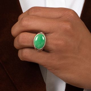 Natural Burmese Jade and Diamond Ring