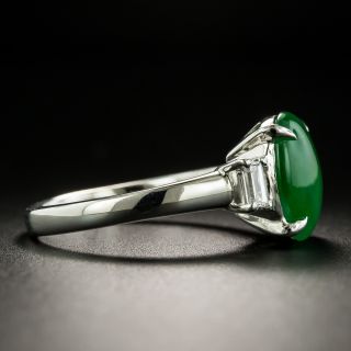 Natural Burmese Jade Cabochon and Diamond Ring
