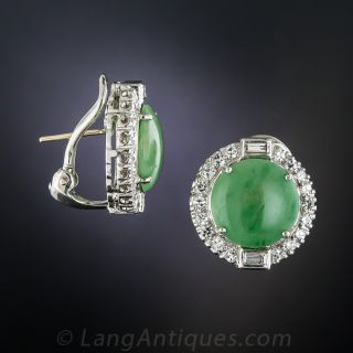 Natural Burmese Jade Diamond Earrings