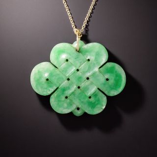Natural Burmese Jade Mystic Knot Pendant - 3