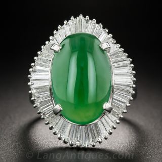 Natural Burmese Jade Platinum Diamonds Ballerina Ring