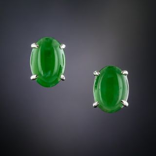 Natural Burmese Jade Stud Earrings - 1
