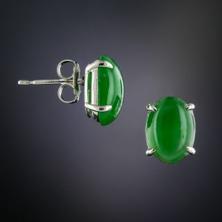 Natural Burmese Jade Stud Earrings