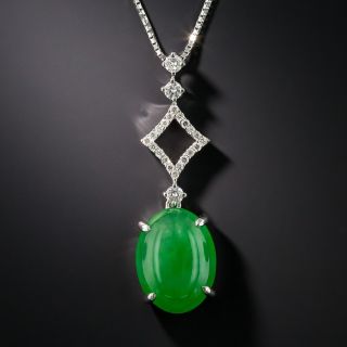 Natural Burmese Jadeite and Diamond Pendant