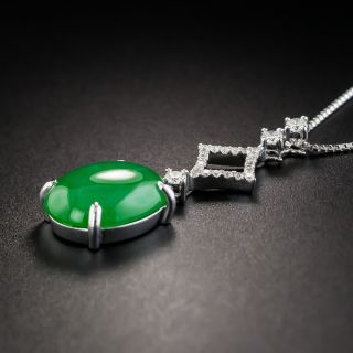 Natural Burmese Jadeite and Diamond Pendant