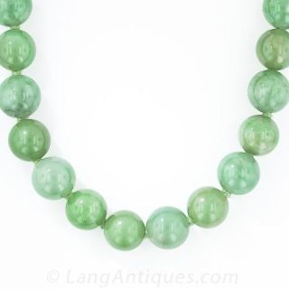 Natural Burmese Jadeite Bead Necklace