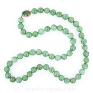 Natural Burmese Jadeite Bead Necklace