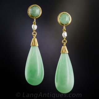 Natural Burmese Jadeite Drop Earrings