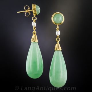 Natural Burmese Jadeite Drop Earrings