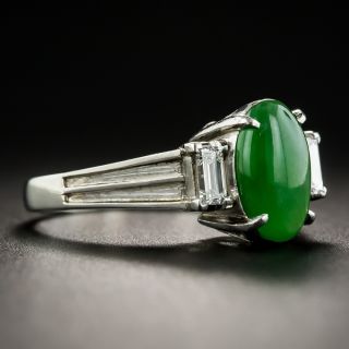 Natural Burmese Jadeite Jade and Diamond Ring