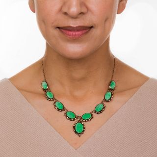 Natural Burmese Jadeite Nine Stone Necklace - GIA
