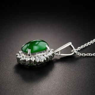 Natural Burmese Jadeite Platinum Diamond Pendant