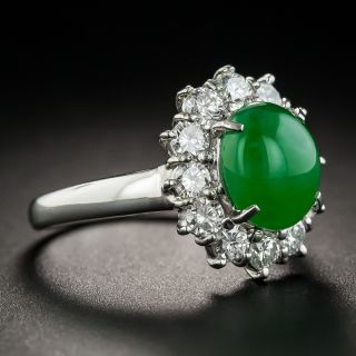 Natural 2.73 Carat Burmese Jadeite Platinum Diamond Ring