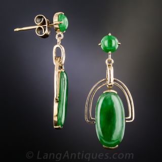 Natural Burmese Jadeite Vintage Drop Earrings