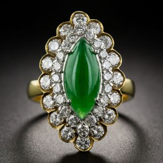 Natural Burmese Jadite and Diamond Dinner Ring by T&Z  - 7