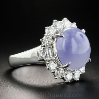 Natural Burmese Lavender Jadeite Platinum and Diamond Ring