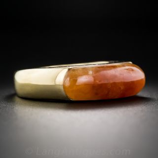 Natural Burmese Orange Jade Saddle Ring