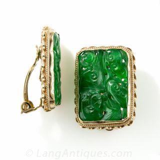 Natural Carved Jadeite Earrings