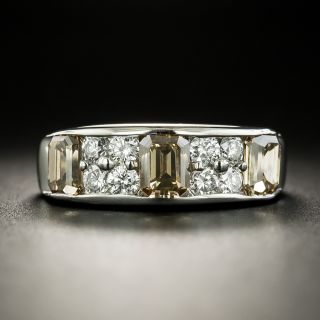 Natural Cognac and White Diamond Band Ring - 3