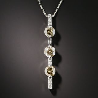 Natural Cognac and White Diamond Pendant Necklace - 1