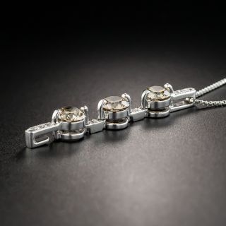 Natural Cognac and White Diamond Pendant Necklace