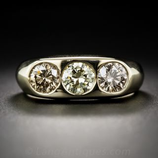 Natural Color Diamond Three Stone Gent's Ring