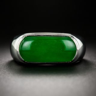  Natural Color Jadeite Saddle Ring