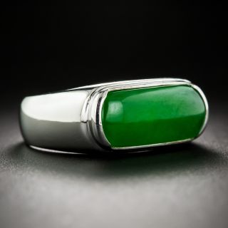  Natural Color Jadeite Saddle Ring