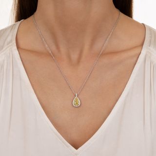 Natural Fancy Intense Yellow 2.01 Carat Pear-Shape Diamond Pendant - GIA