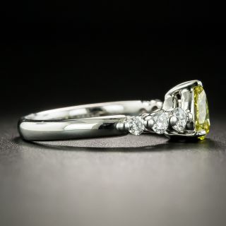 Natural Fancy Intense Yellow .61 Carat Pear-Cut Diamond Engagement Ring - GIA