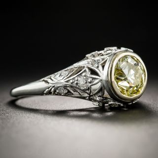  Natural Fancy Yellow 1.30 Carat Diamond Art Deco Ring