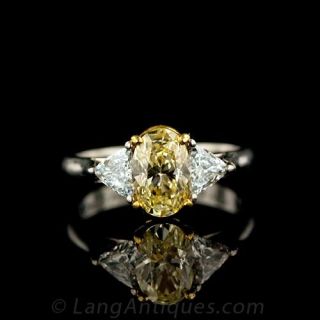Fancy Yellow Estate Diamond Engagement Ring 