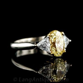 Natural Fancy Yellow Diamond Estate Engagement Ring
